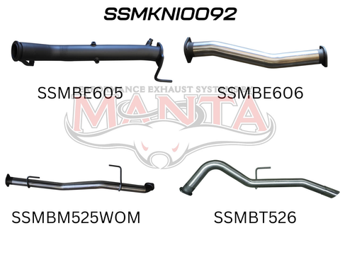 NP300 Navara 3in Turbo Back Exhaust System Without Cat, WOM