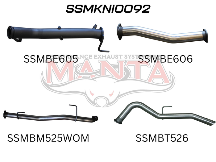 Nissan NP300 Navara 3in Turbo Back Exhaust System Without Cat, WOM