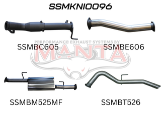 Nissan NP300 Navara 3in Turbo Back Exhaust System Without Cat, Muffler