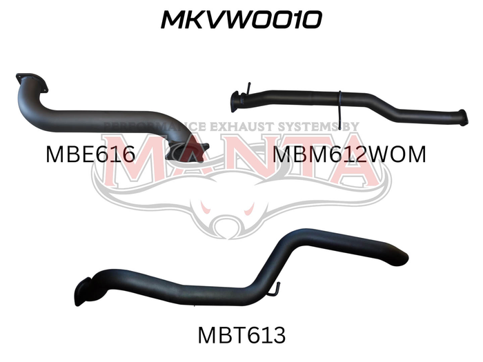 Volkswagen V6 Amarok 3in DPF BACK Extended Tailpipe