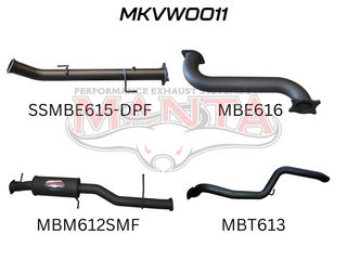 Volkswagen V6 Amarok 3in DUMP PIPE BACK With Small Muffler Extended Tailpipe