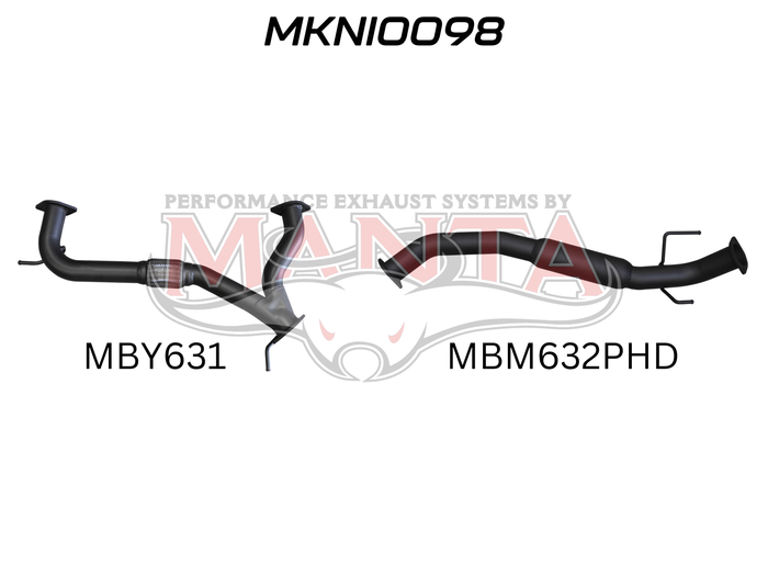Nissan PATROL Y62 V8 5.6L WAGON, 3in CENTRE HOTDOG FOR OE MUFFLER RPLACEMENT