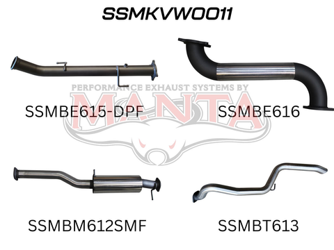 V6 Amarok 3in DUMP PIPE BACK With Small Muffler Extended Tailpipe