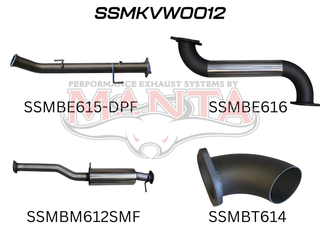 Volkswagen V6 Amarok 3in DUMP PIPE BACK With Small Muffler Dump At Diff