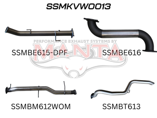 Volkswagen V6 Amarok 3in DUMP PIPE BACK Without Muffler Extended Tailpipe