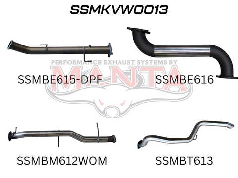 Volkswagen V6 Amarok 3in DUMP PIPE BACK Without Muffler Extended Tailpipe