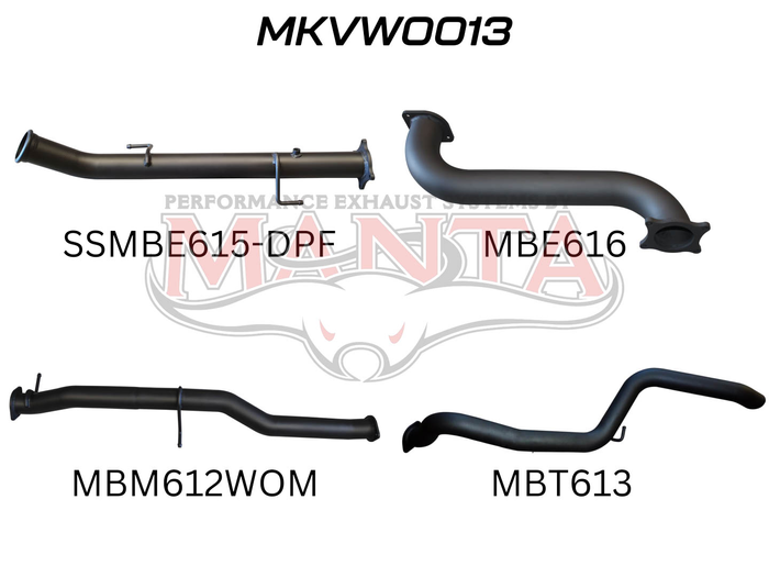Volkswagen V6 Amarok 3in DUMP PIPE BACK Without Muffler Extended Tailpipe