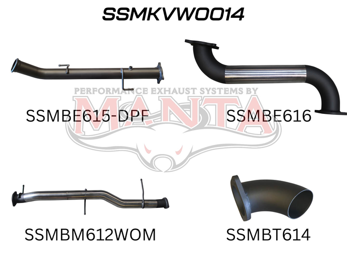 Volkswagen V6 Amarok 3in DUMP PIPE BACK Without Muffler Dump At Diff