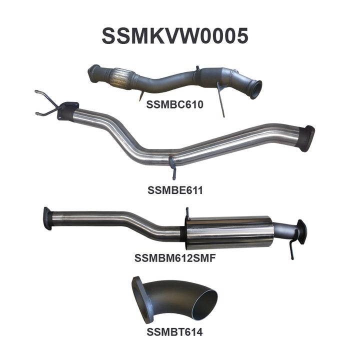 Volkswagen Amarok 2.0L 3in EARLY Model Standard Exit Sports Muffler