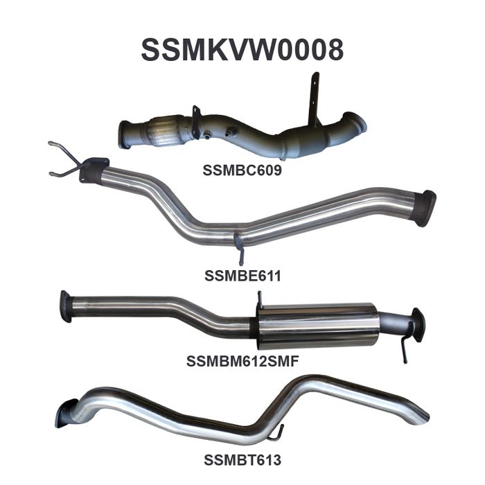 Volkswagen Amarok 2.0L 3in Later Model Tailpipe Exit Sports Muffler