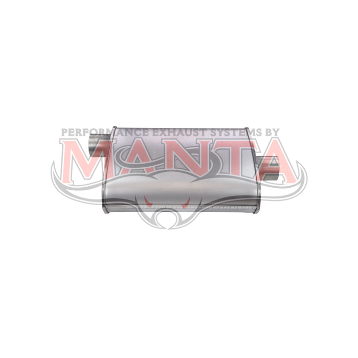 2 1/4in, 10in x 4in Oval Offset/Centre, 14in (350mm) Long, Megaflow Muffler - Medium - Aluminised