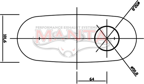 2in, 10in x 4in Oval Offset/Centre, 14in (350mm) Long, Megaflow Muffler - Medium - Aluminised Steel