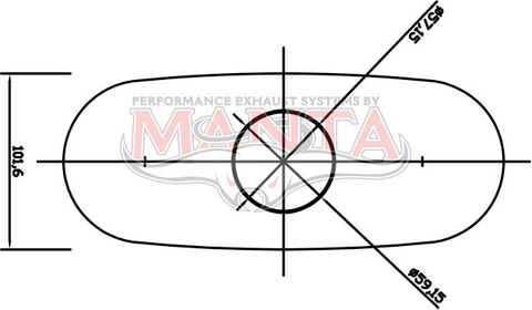 2 1/4in, 10in x 4in Oval Offset/Centre, 12in (300mm) Long, Megaflow Muffler - Medium - Aluminised