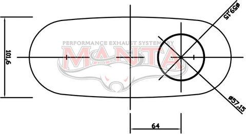 2 1/4in, 10in x 4in Oval Offset/Centre, 16in (400mm) Long, Triflow/Turbo Muffler - Quiet