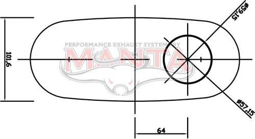 2 1/4in, 10in x 4in Oval Offset/Centre, 16in (400mm) Long, Triflow/Turbo Muffler - Quiet