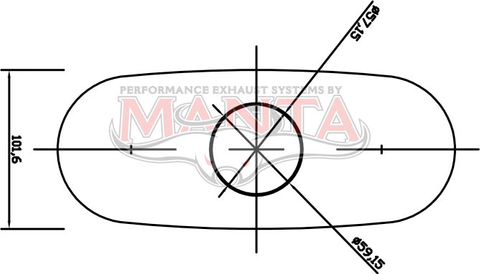 2 1/4in, 10in x 4in Oval Offset/Centre, 16in (400mm) Long, Triflow/Turbo Muffler - Quiet