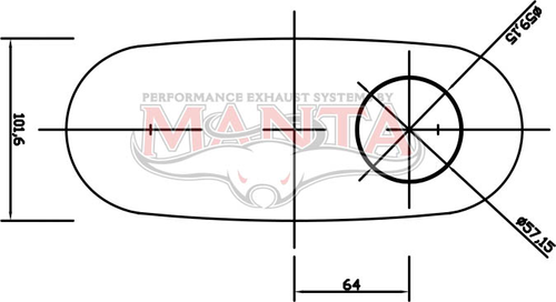 2 1/4in, 10in x 4in Oval Offset/Centre, 14in (350mm) Long, Triflow/Turbo Muffler - Quiet