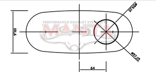 2 1/4in, 10in x 4in Oval Offset/Offset, 14in (350mm) Long, Triflow/Turbo Muffler - Quiet