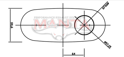 2 1/4in, 10in x 4in Oval Offset/Offset, 14in (350mm) Long, Triflow/Turbo Muffler - Quiet