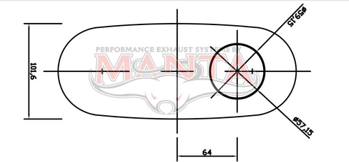 2 1/4in, 10in x 4in Oval Offset/Offset, 14in (350mm) Long, Triflow/Turbo Muffler - Quiet