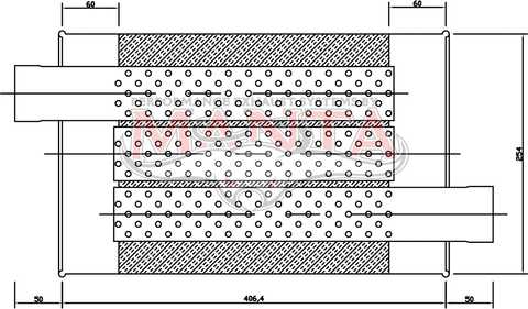 2 1/4in, 10in x 4in Oval Offset/Offset, 16in (400mm) Long, Triflow/Turbo Muffler - Quiet