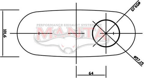 2 1/4in, 10in x 4in Oval Offset/Offset, 16in (400mm) Long, Triflow/Turbo Muffler - Quiet