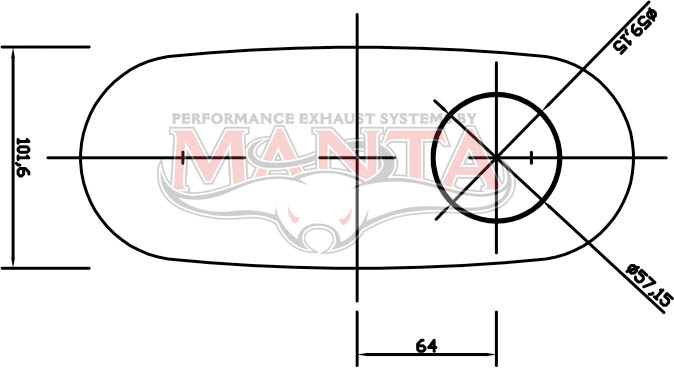 2 1/4in, 10in x 4in Oval Offset/Offset, 16in (400mm) Long, Triflow/Turbo Muffler - Quiet