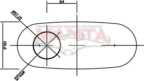 2 1/4in, 10in x 4in Oval Offset/Offset, 16in (400mm) Long, Triflow/Turbo Muffler - Quiet