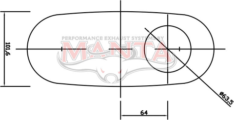 2 1/2in, 10in x 4in Oval Offset/Same Side, 10in (275mm) Long, Megaflow Muffler - Medium - Aluminised