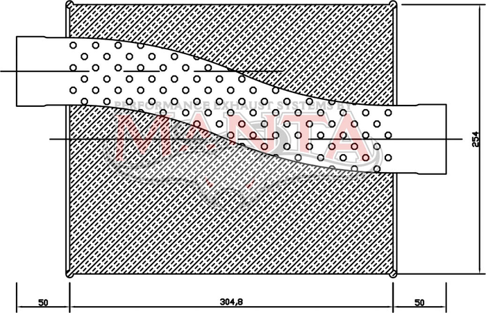 2 1/2in, 10in x 4in Oval Offset/Centre, 12in (300mm) Long, Megaflow Muffler - Medium - Aluminised