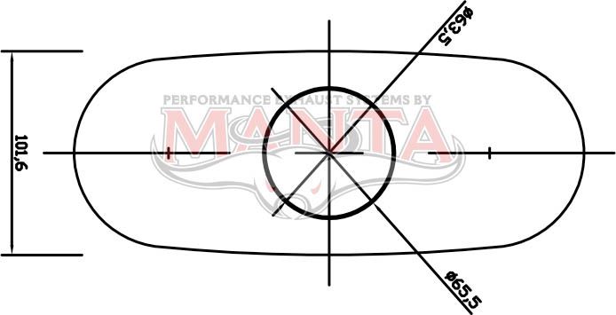 2 1/2in, 10in x 4in Oval Offset/Centre, 12in (300mm) Long, Megaflow Muffler - Medium - Aluminised