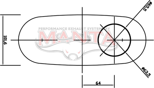 2 1/2in, 10in x 4in Oval Offset/Centre, 12in (300mm) Long, Triflow/Turbo Muffler - Quiet