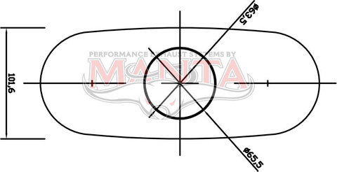 2 1/2in, 10in x 4in Oval Offset/Centre, 12in (300mm) Long, Triflow/Turbo Muffler - Quiet