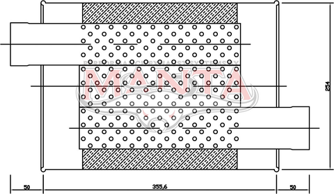 2 1/2in, 10in x 4in Oval Offset/Offset, 14in (350mm) Long, Triflow/Turbo Muffler - Quiet