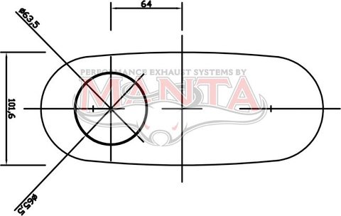 2 1/2in, 10in x 4in Oval Offset/Offset, 14in (350mm) Long, Triflow/Turbo Muffler - Quiet