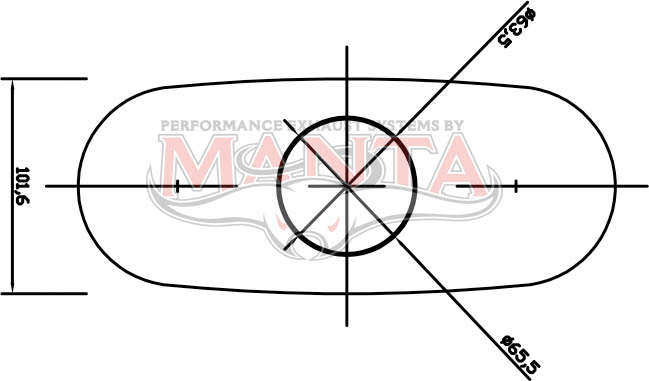 2 1/2in, 10in x 4in Oval Offset/Centre, 14in (350mm) Long, Triflow/Turbo Muffler - Quiet