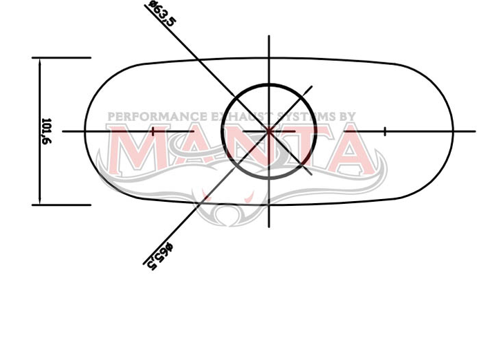 2 1/2in, 10in x 4in Oval Offset/Centre, 16in (400mm) Long, Triflow/Turbo Muffler - Quiet