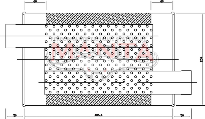 2 1/2in, 10in x 4in Oval Offset/Offset, 16in (400mm) Long, Triflow/Turbo Muffler - Quiet