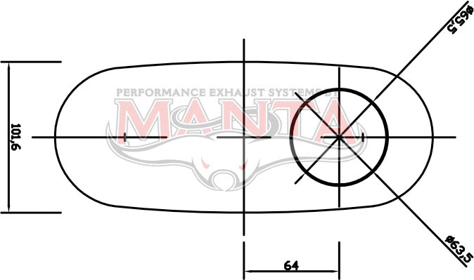 2 1/2in, 10in x 4in Oval Offset/Offset, 16in (400mm) Long, Triflow/Turbo Muffler - Quiet