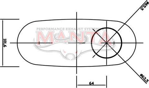 2 1/2in, 10in x 4in Oval Offset/Offset, 18in (450mm) Long, Megaflow Muffler - Medium - Aluminised