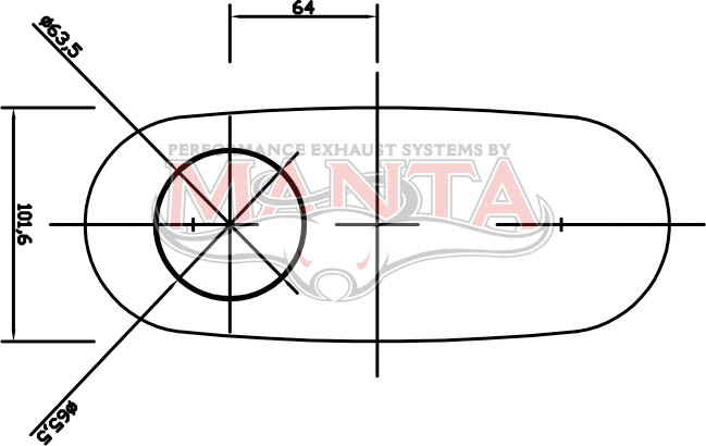 2 1/2in, 10in x 4in Oval Offset/Offset, 18in (450mm) Long, Megaflow Muffler - Medium - Aluminised