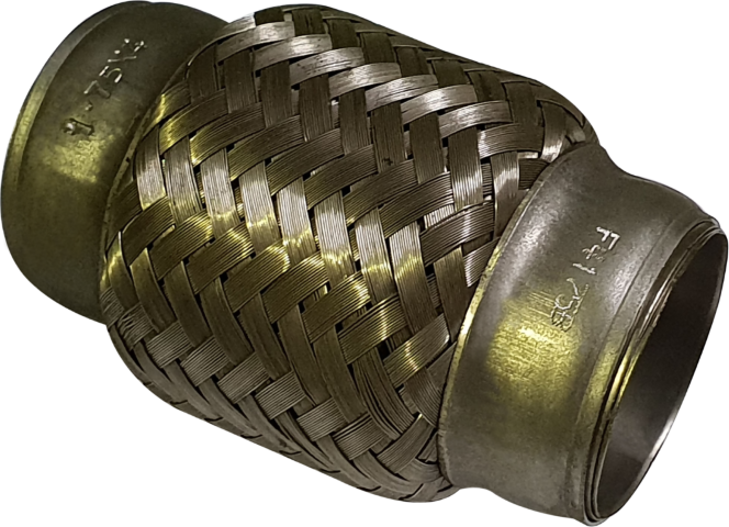 1 3/4in ID x 100mm (4in) Stainless Steel Flex Bellow, Double Braided Liner