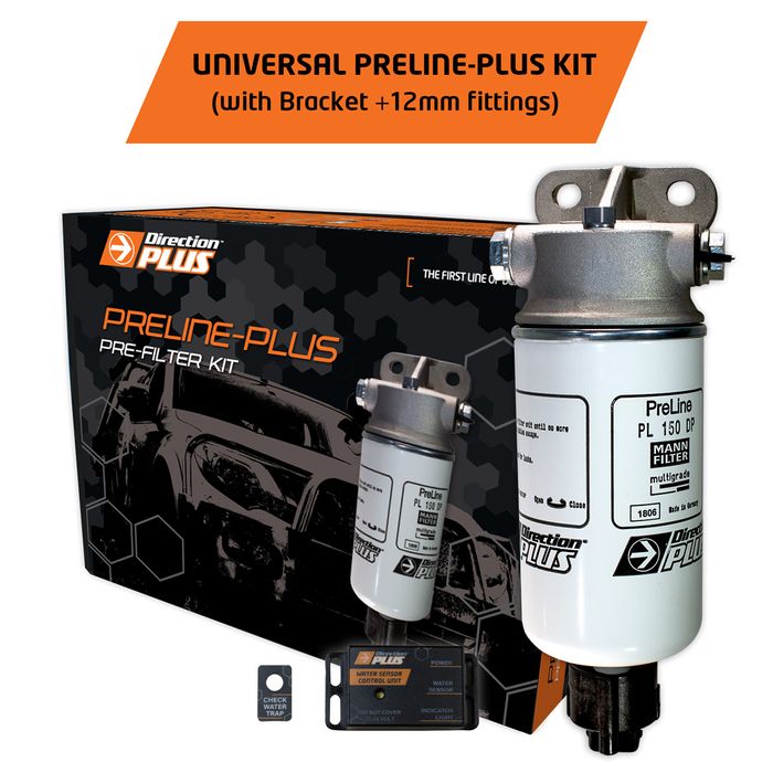 Universal PreLine Plus 150 12mm Hose Fuel Filter Kit, with Bracket