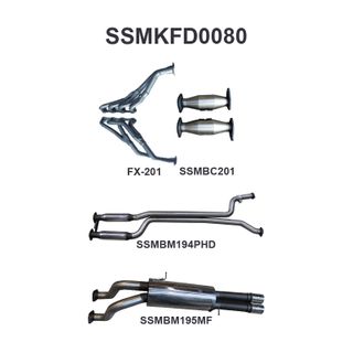 Ford Falcon AU V8 Ute 2.5in Dual With Extractors Hotdog/Muffler