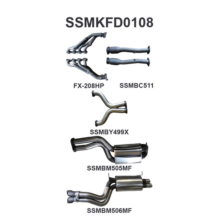 Ford BA BF V8 4V Sedan 3in Dual With Extractors Muffler/Muffler