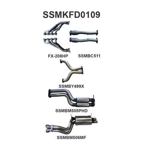 Ford BA BF V8 4V Sedan 3in Dual With Extractors Hotdog/Muffler