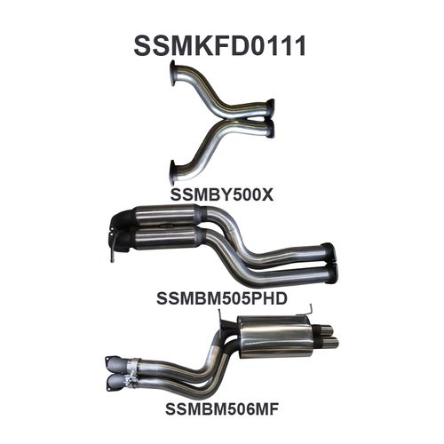 Ford BA BF V8 Sedan 3in Dual Catback Hotdog/Muffler