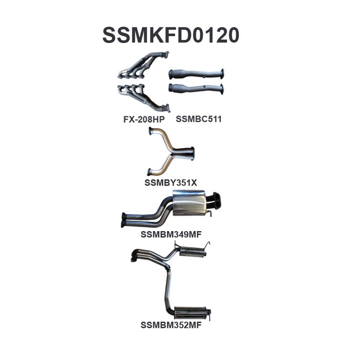 Ford BF GT V8 4V Sedan 2.5in L & R With Extractors Muffler/Muffler