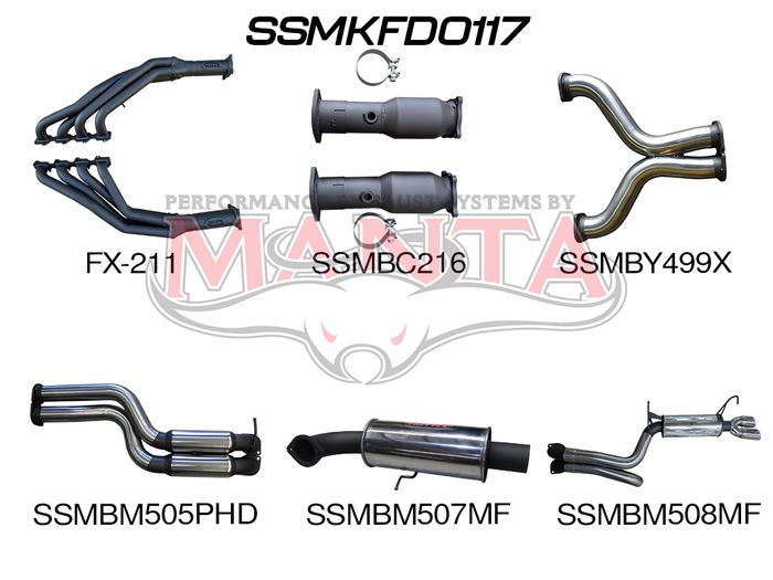 Ford BA BF V8 4V Sedan 3in L & R With Extractors Hotdog/Muffler