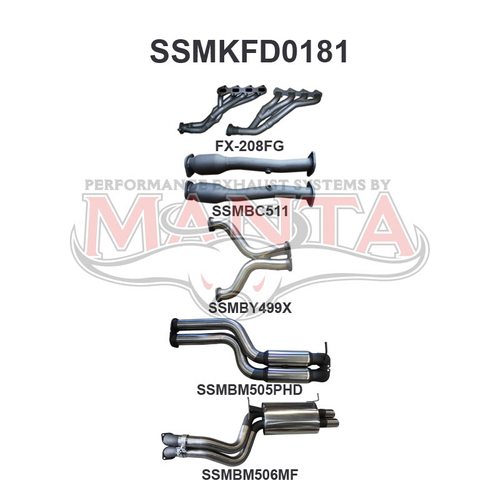 Ford FG V8 Sedan 3in Dual With Extractors Hotdog/Muffler